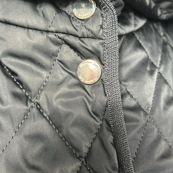 Massimo Dutti Quilted Dark Navy Midi Length Hooded Jacket Coat size small - Picture 8 of 16